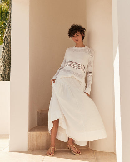 LINEN TIERED MAXI SKIRT