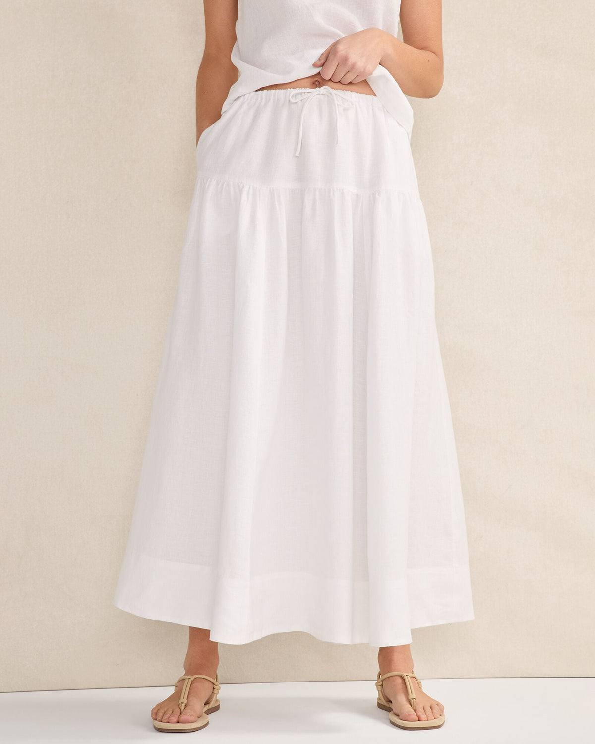 LINEN TIERED MAXI SKIRT