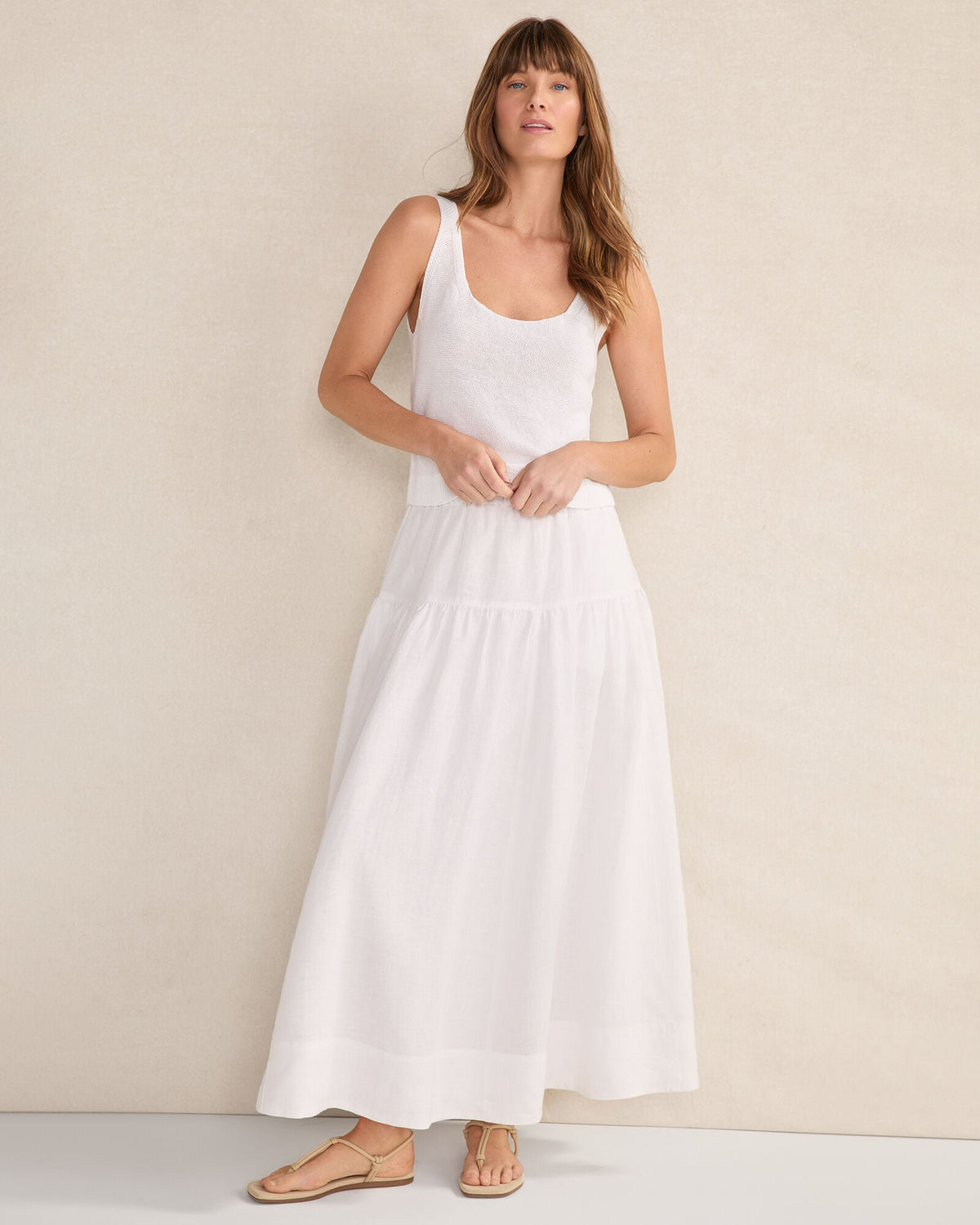 LINEN TIERED MAXI SKIRT