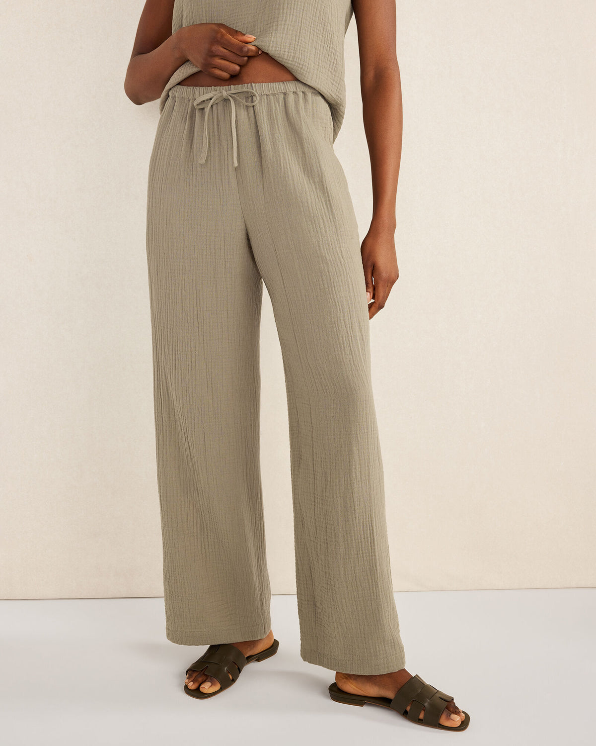 ORGANIC COTTON GAUZE STRAIGHT LEG PANTS
