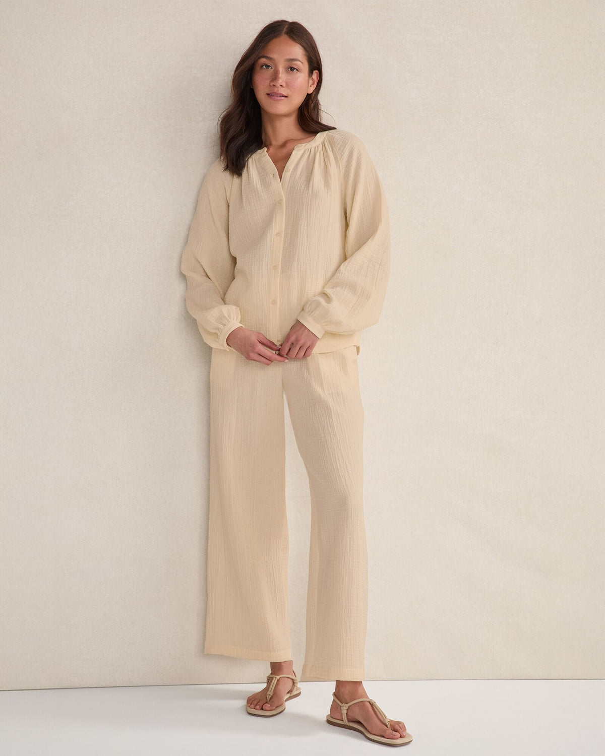 ORGANIC COTTON GAUZE STRAIGHT LEG PANTS
