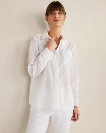 ORGANIC COTTON POPLIN BUTTON DOWN TOP