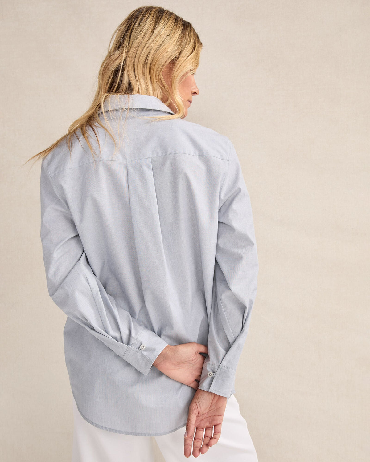 ORGANIC COTTON POPLIN BUTTON DOWN TOP
