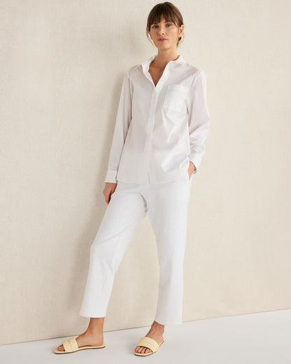 ORGANIC COTTON POPLIN BUTTON DOWN TOP
