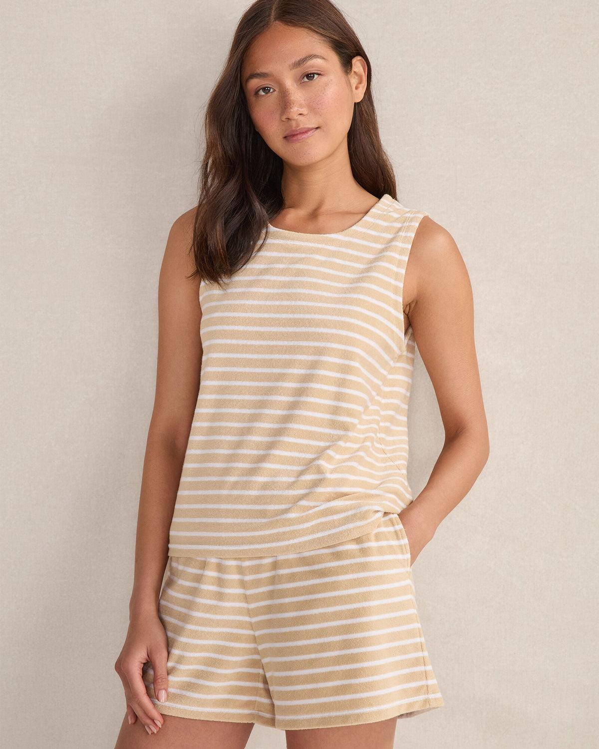 TERRY CLOTH STRIPE SHORTS