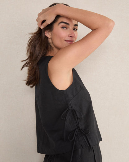 ORGANIC COTTON LINEN SIDE TIE TANK