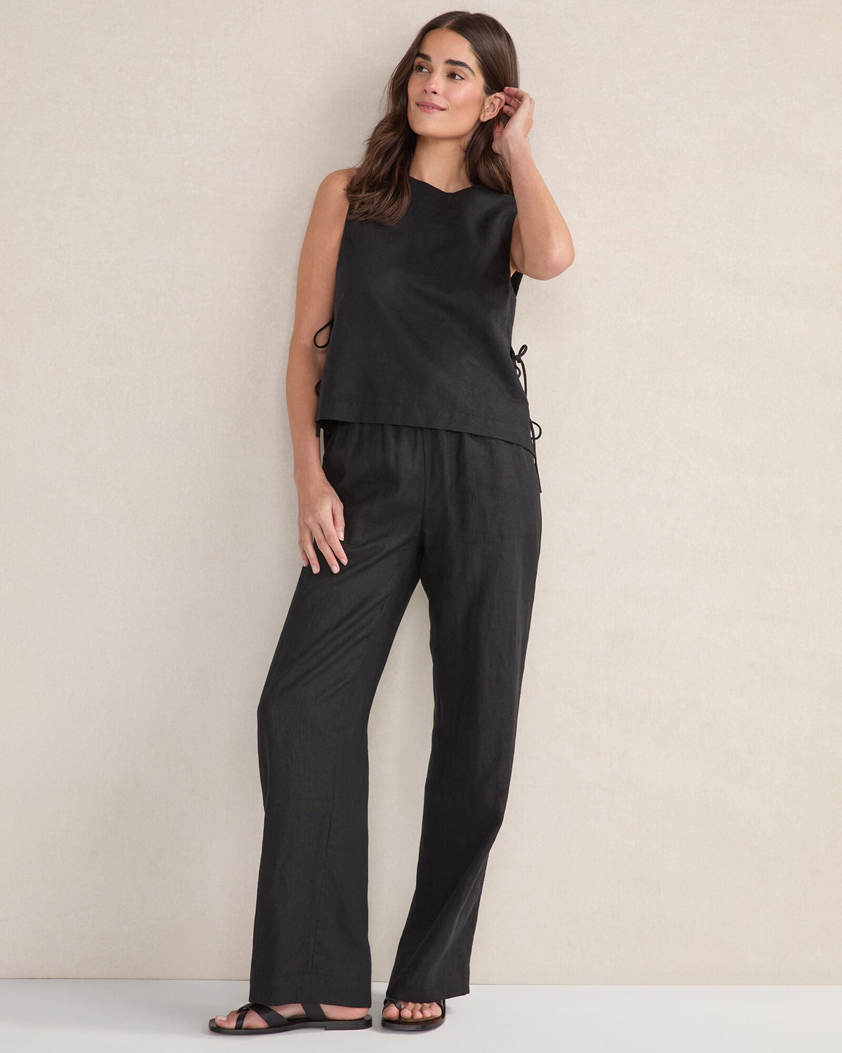 ORGANIC COTTON LINEN SIDE TIE TANK