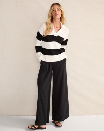 ORGANIC COTTON CRINKLE GAUZE WIDE LEG PANTS