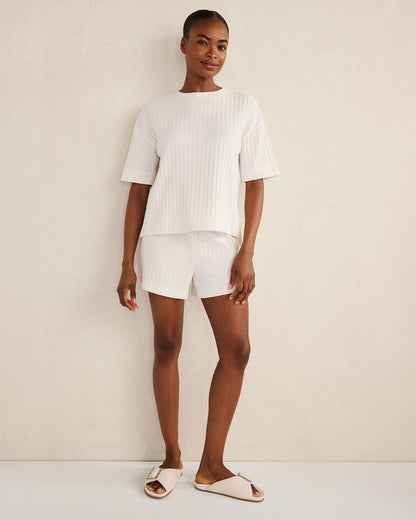 COTTON WIDE RIB SHORT SLEEVE TOP