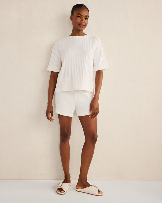 COTTON WIDE RIB SHORT SLEEVE TOP