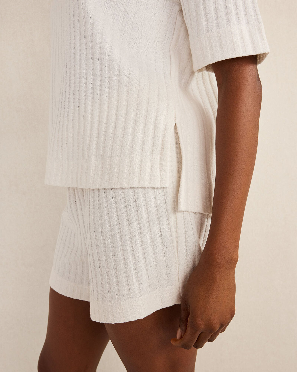 COTTON WIDE RIB SHORT SLEEVE TOP