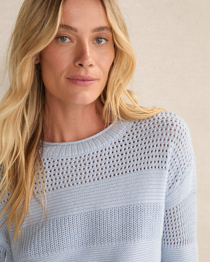 ORGANIC COTTON OPEN STITCH CREWNECK SWEATER