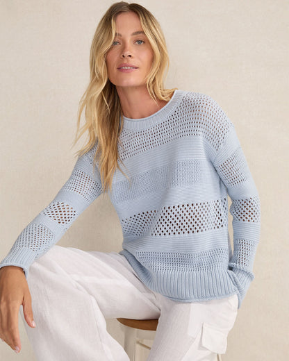 ORGANIC COTTON OPEN STITCH CREWNECK SWEATER
