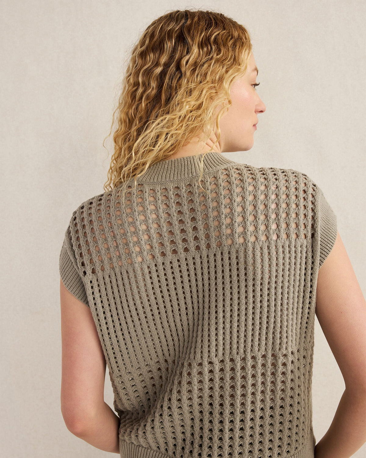 ORGANIC COTTON OPEN STITCH SHORT SLEEVE SWEATER