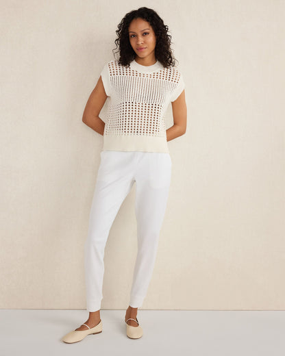 ORGANIC COTTON OPEN STITCH SHORT SLEEVE SWEATER
