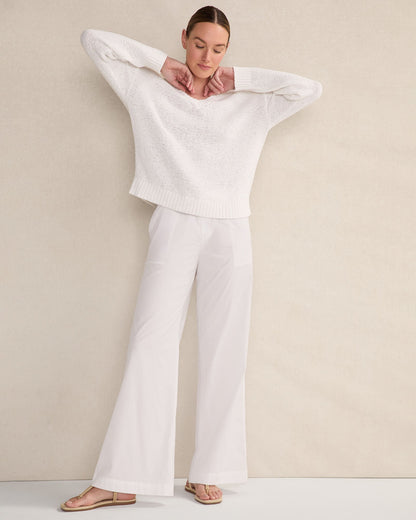 ORGANIC COTTON FLAT TAPE V-NECK SWEATER