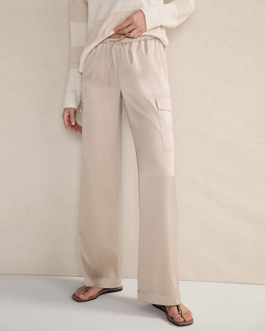 WASHABLE SILK CARGO PANTS