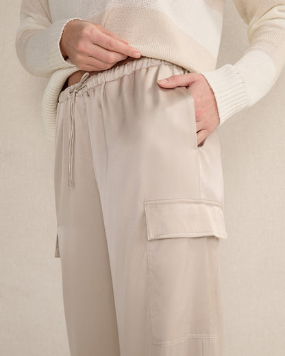 WASHABLE SILK CARGO PANTS