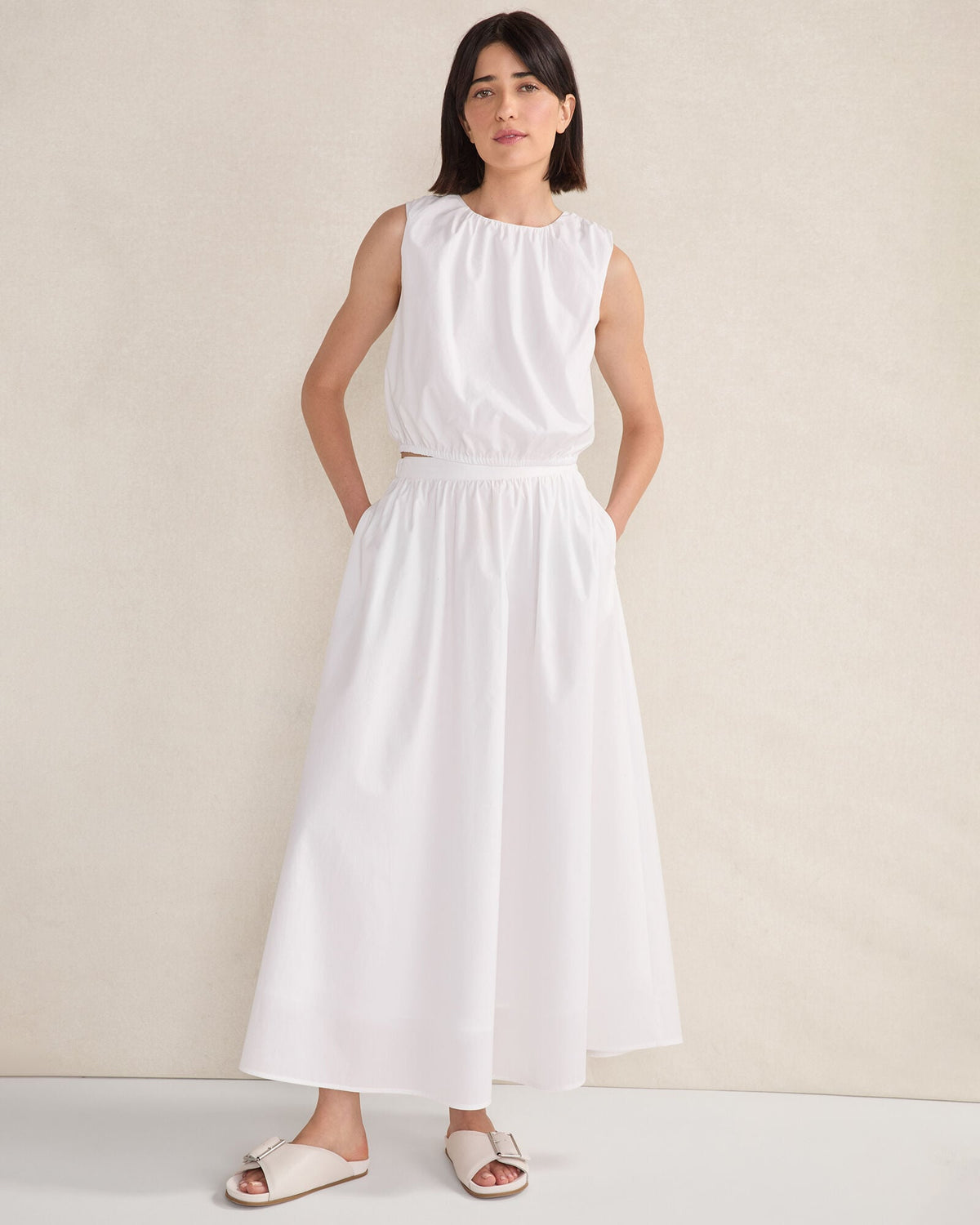 ORGANIC COTTON POPLIN MAXI SKIRT