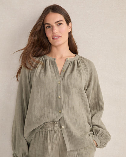 ORGANIC COTTON GAUZE LONG SLEEVE TOP