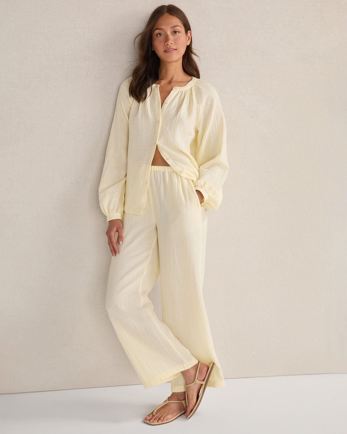 ORGANIC COTTON GAUZE LONG SLEEVE TOP