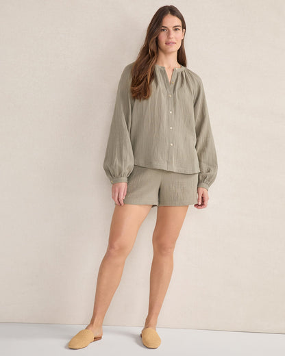 ORGANIC COTTON GAUZE LONG SLEEVE TOP