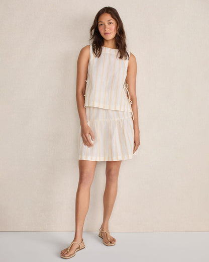 ORGANIC COTTON LINEN STRIPE SIDE TIE TANK