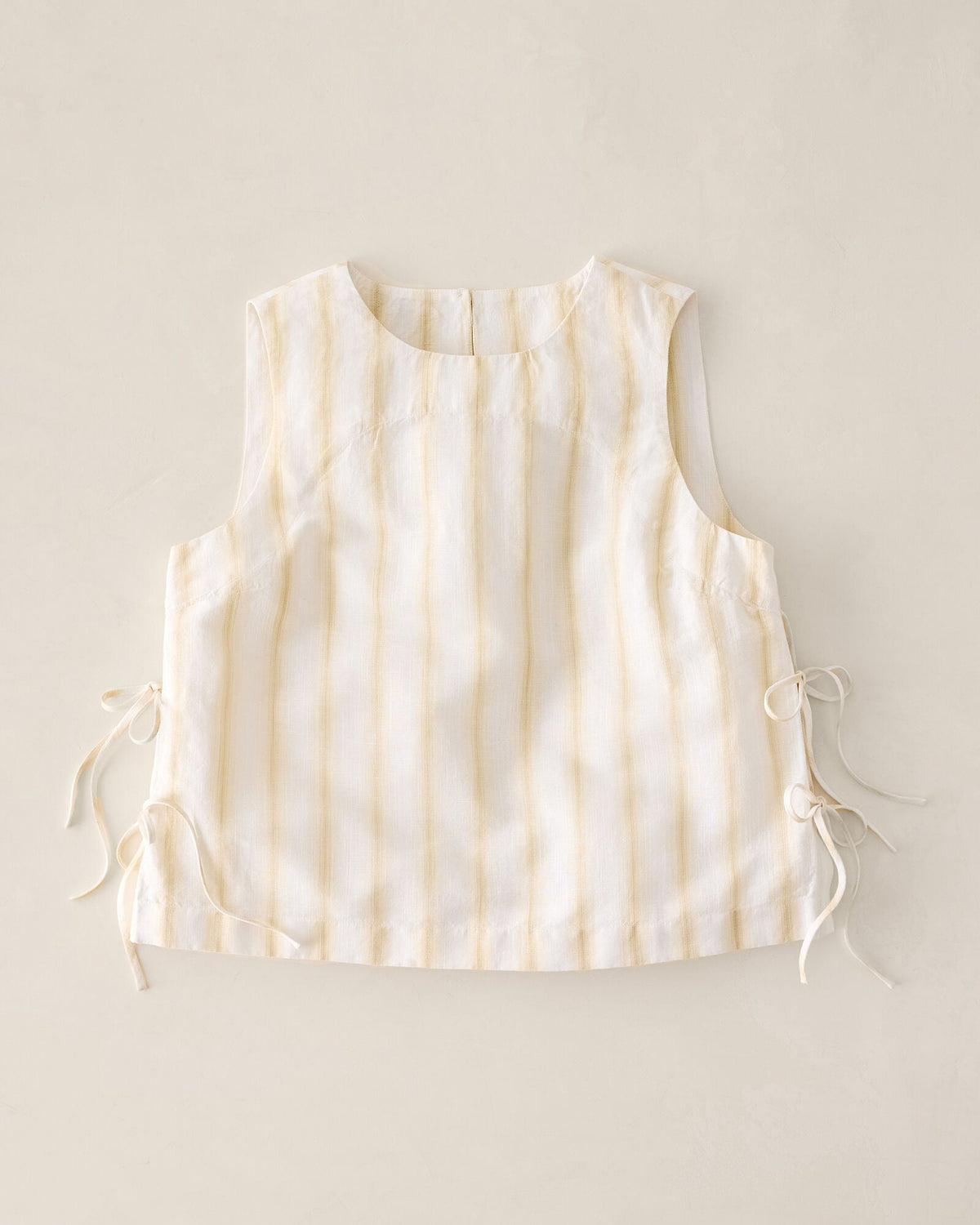 ORGANIC COTTON LINEN STRIPE SIDE TIE TANK