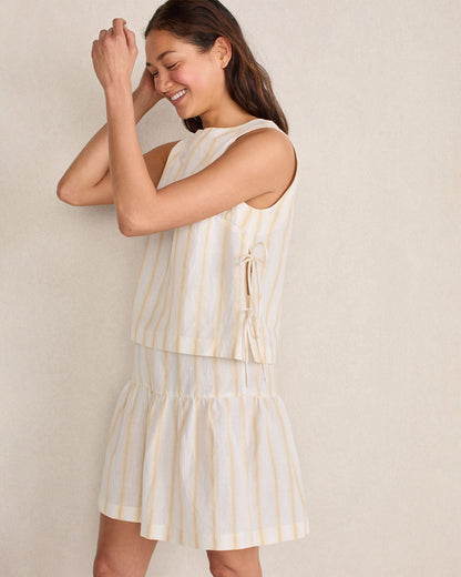 ORGANIC COTTON LINEN STRIPE SIDE TIE TANK