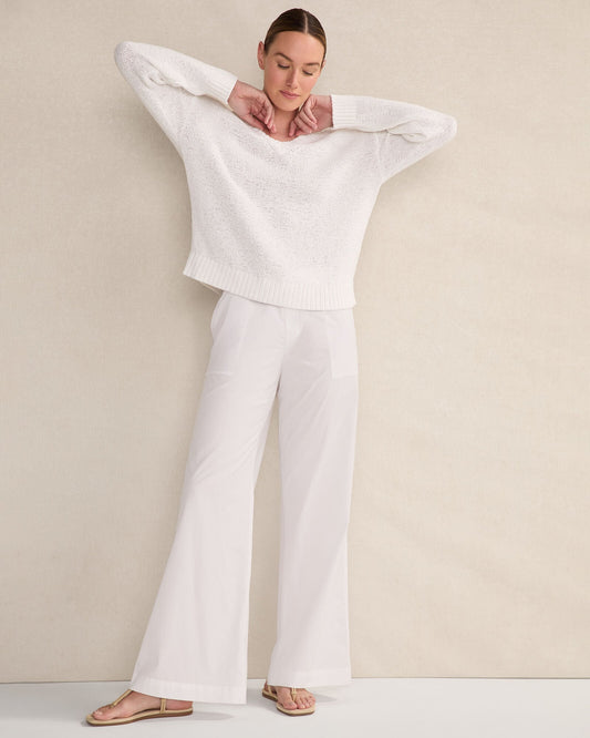 ORGANIC COTTON POPLIN WIDE LEG PANTS