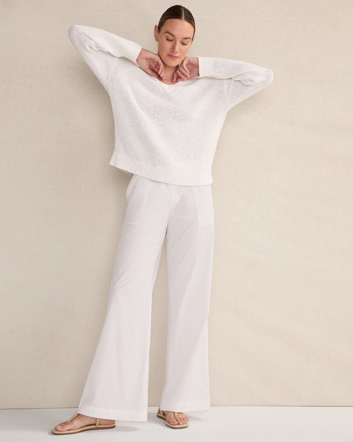 ORGANIC COTTON POPLIN WIDE LEG PANTS