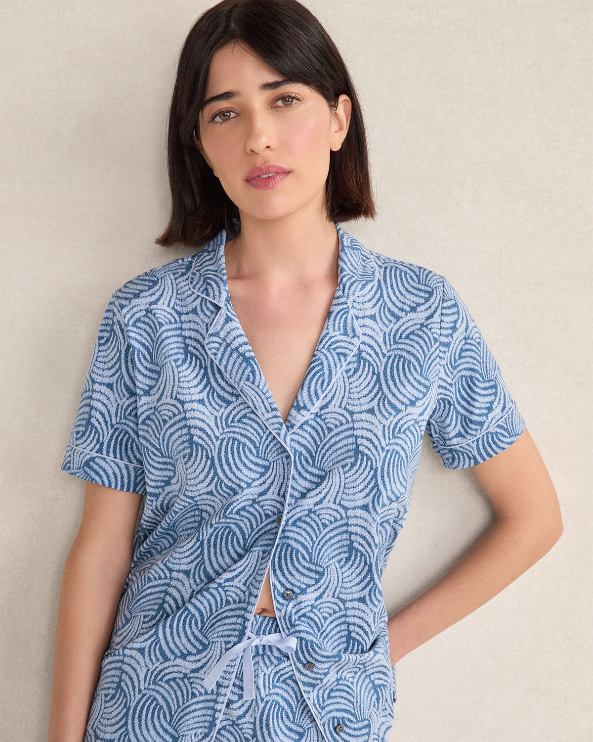ORGANIC COTTON JERSEY ABSTRACT WAVE SLEEP SET