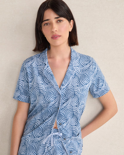 ORGANIC COTTON JERSEY ABSTRACT WAVE SLEEP SET