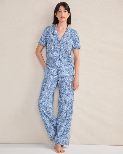 ORGANIC COTTON JERSEY ABSTRACT WAVE SLEEP SET