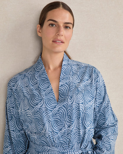 ORGANIC COTTON JERSEY ABSTRACT WAVE ROBE