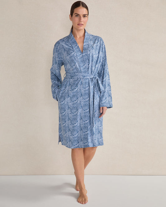 ORGANIC COTTON JERSEY ABSTRACT WAVE ROBE