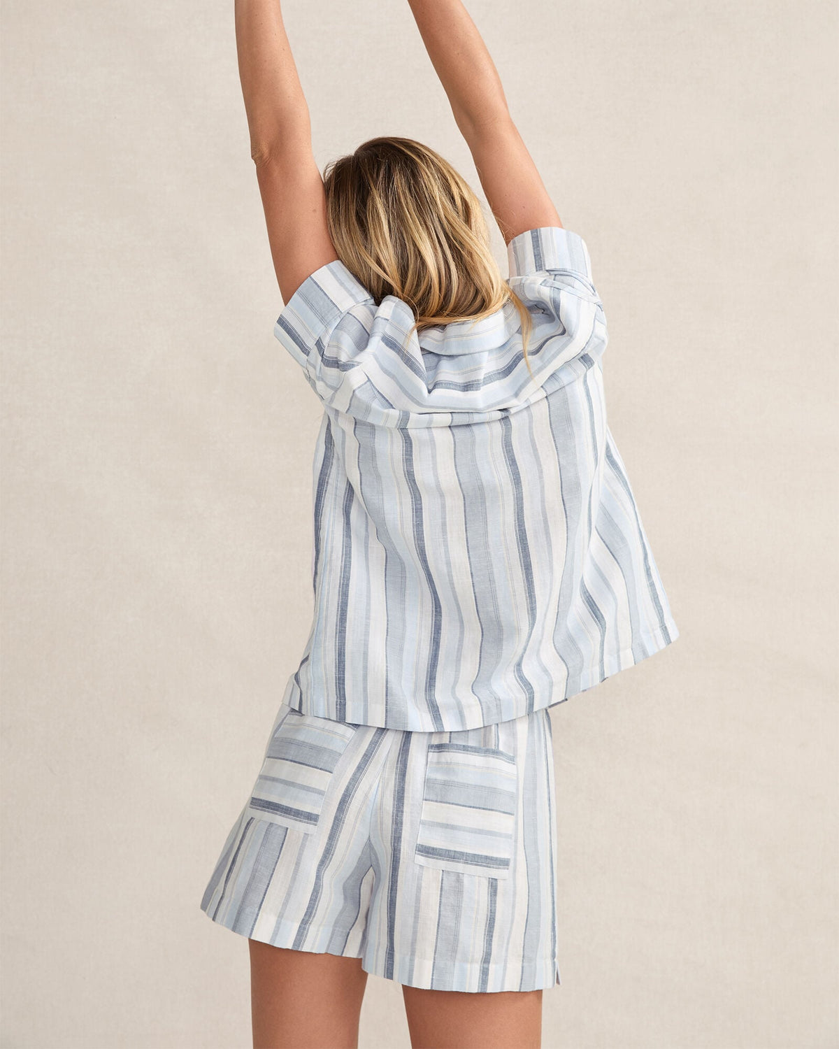 ORGANIC COTTON LINEN COASTAL STRIPE SLEEP SET