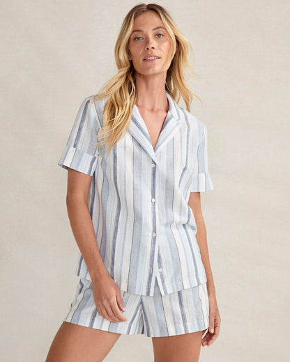 ORGANIC COTTON LINEN COASTAL STRIPE SLEEP SET