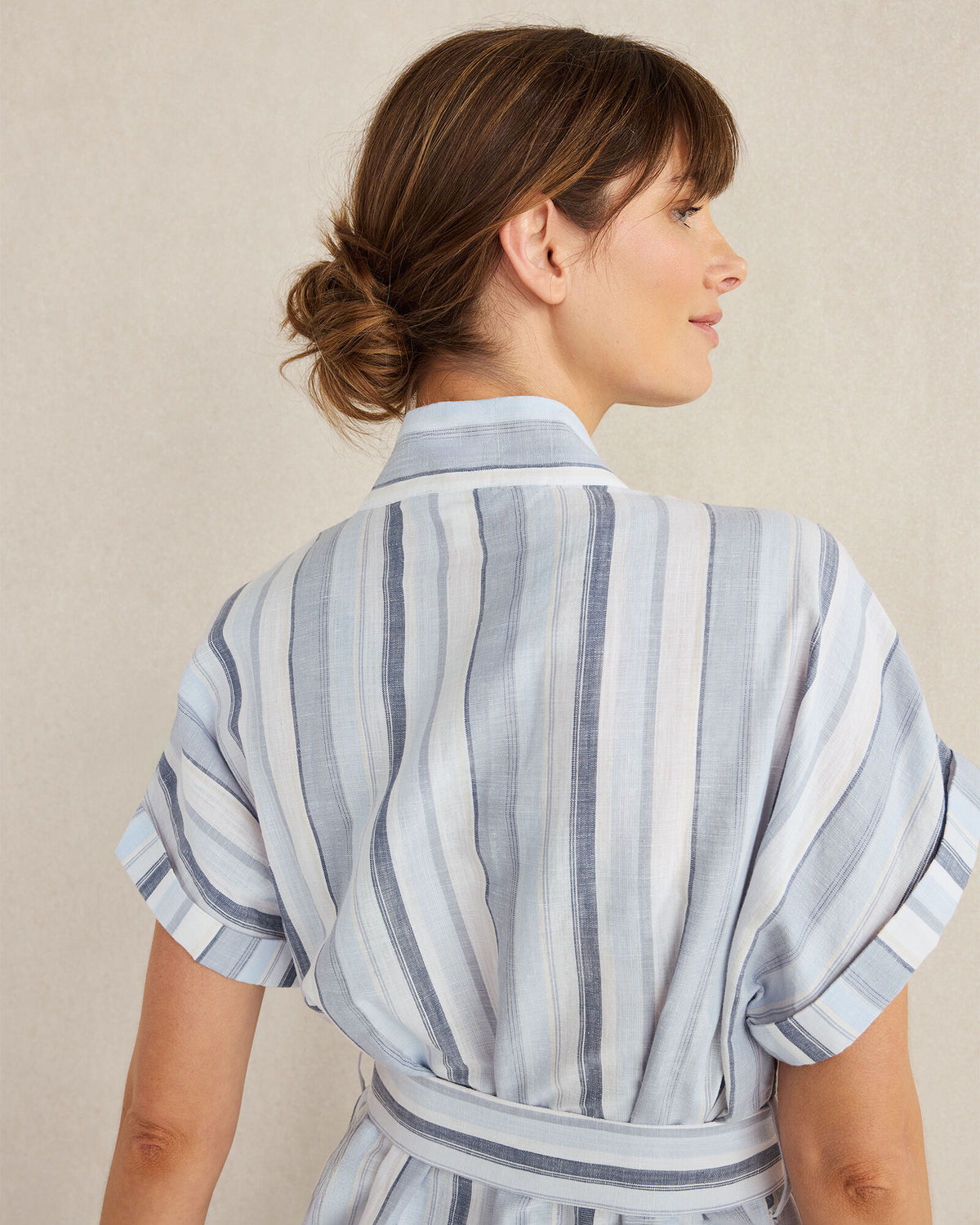 ORGANIC COTTON LINEN COASTAL STRIPE ROBE