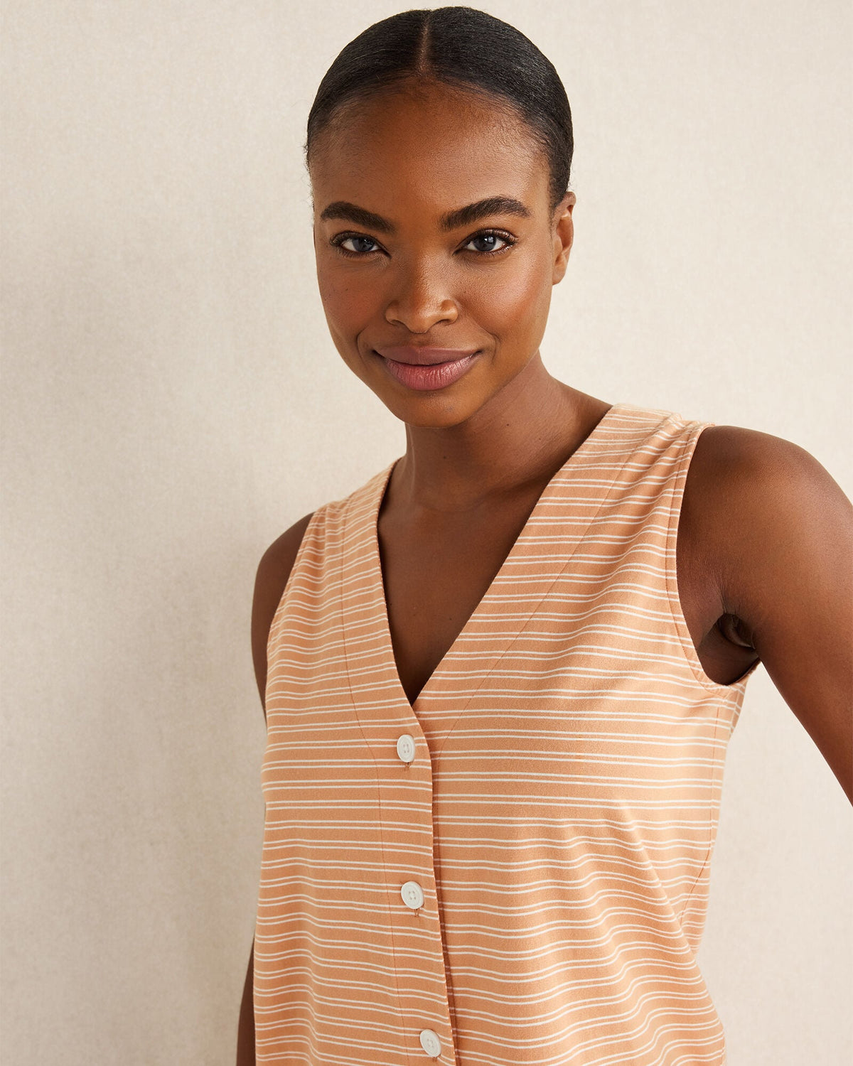 ORGANIC COTTON JERSEY STRIPED SLEEP TANK