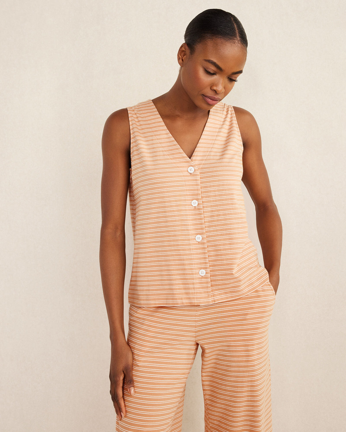 ORGANIC COTTON JERSEY STRIPED SLEEP TANK