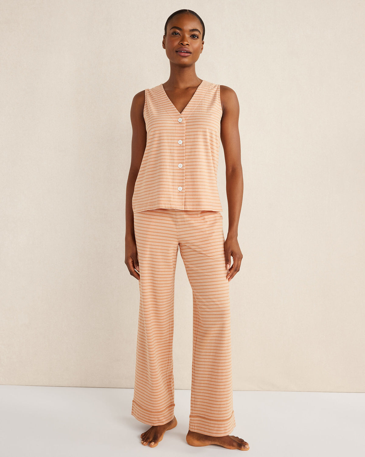 ORGANIC COTTON JERSEY STRIPED SLEEP PANTS