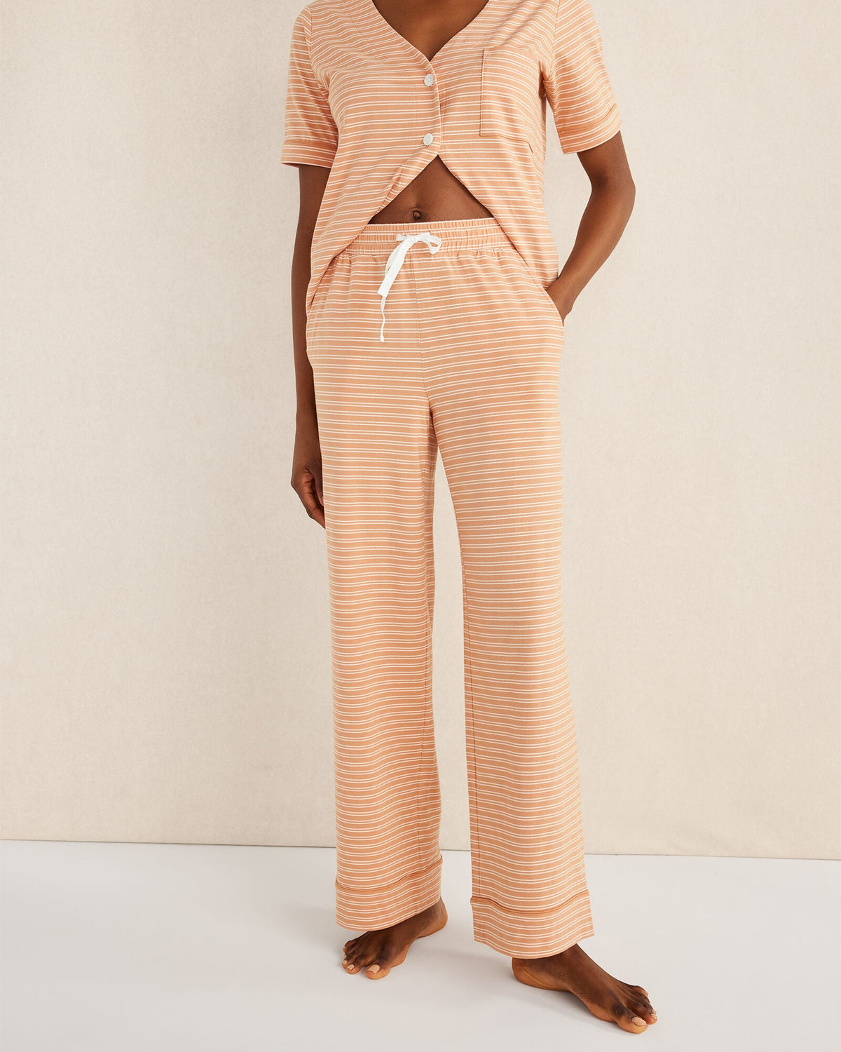 ORGANIC COTTON JERSEY STRIPED SLEEP PANTS