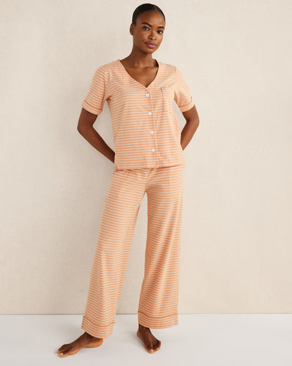 ORGANIC COTTON JERSEY STRIPED SLEEP PANTS