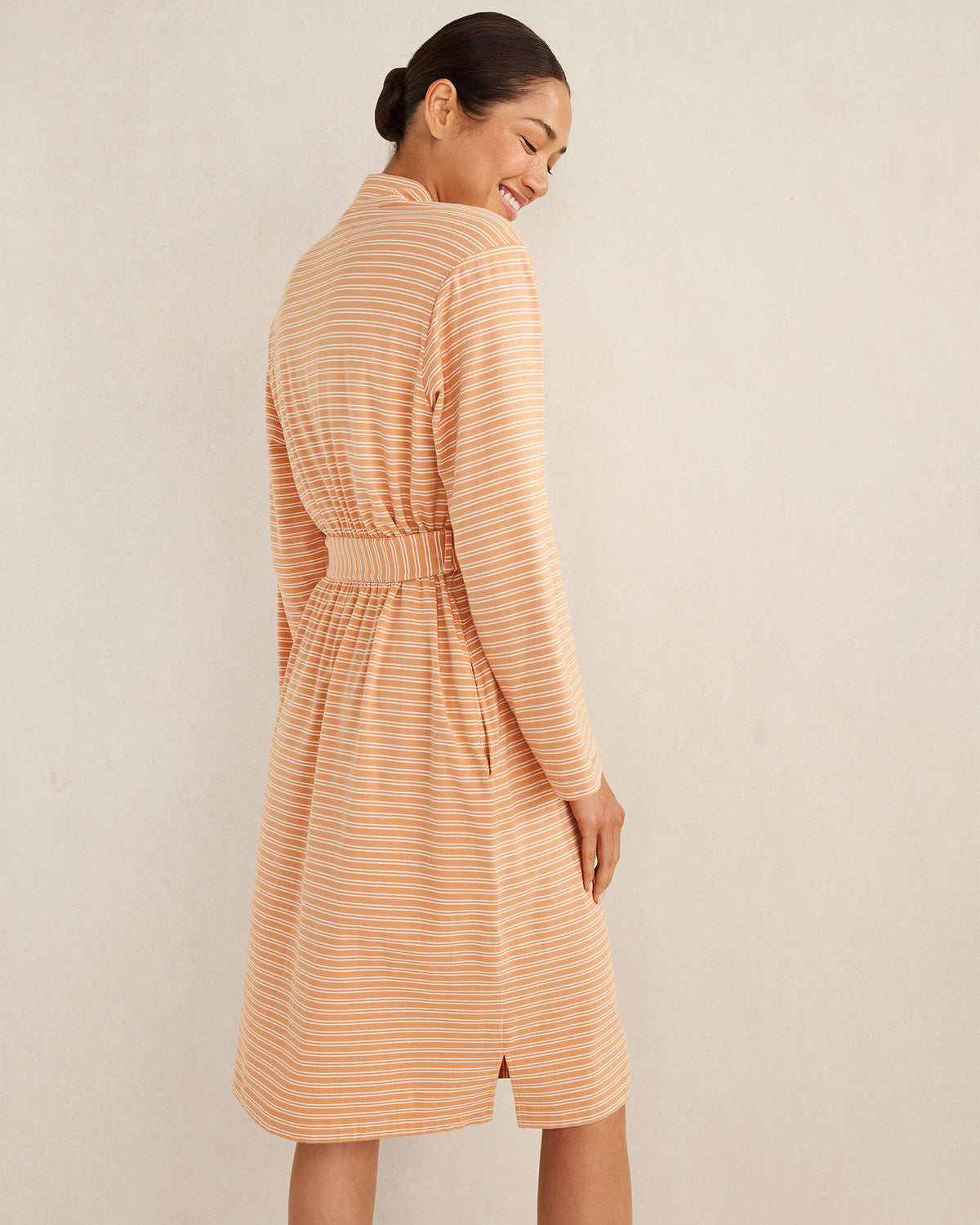 ORGANIC COTTON JERSEY STRIPED ROBE