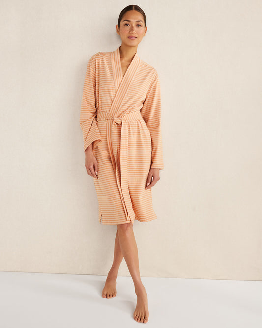 ORGANIC COTTON JERSEY STRIPED ROBE