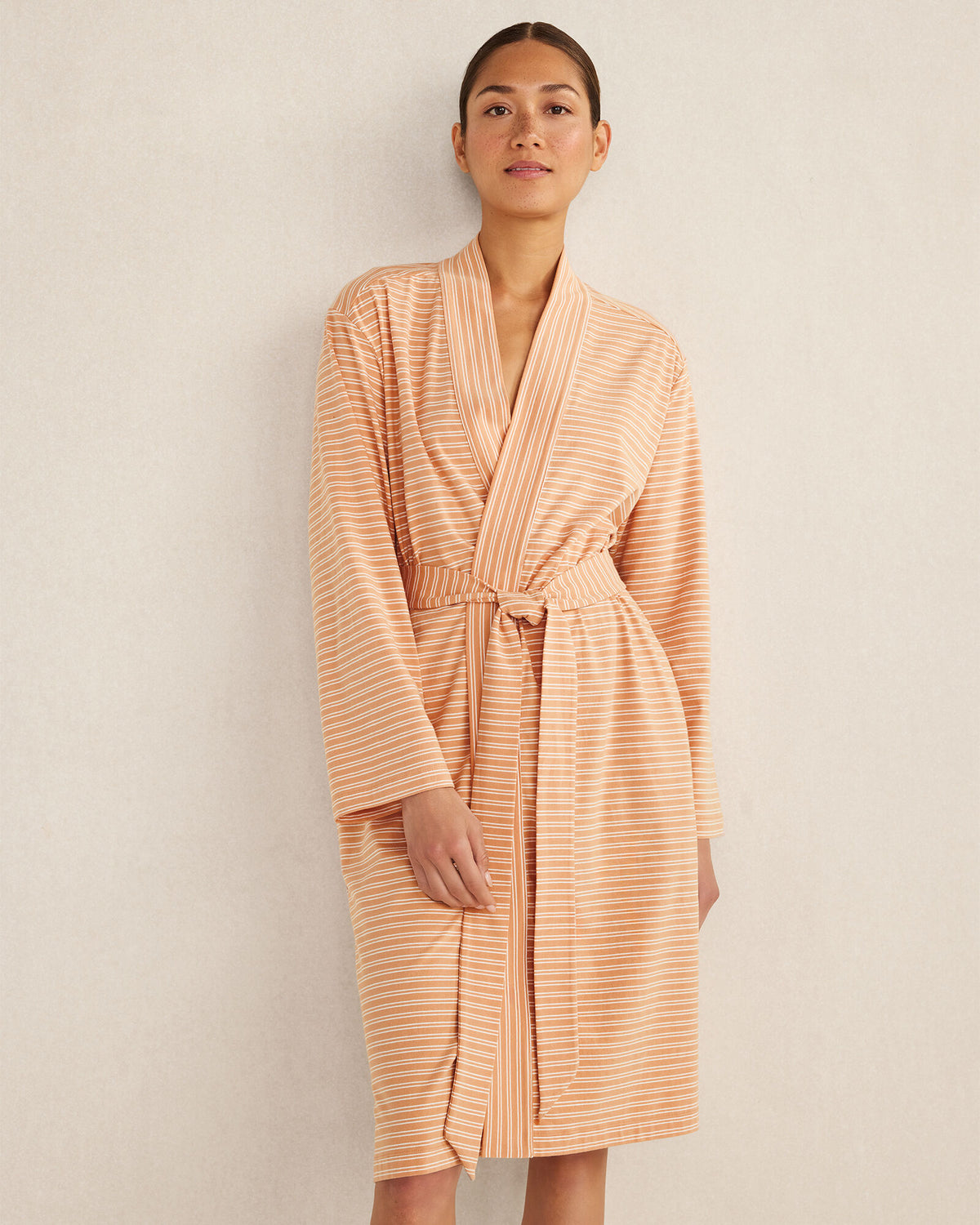 ORGANIC COTTON JERSEY STRIPED ROBE