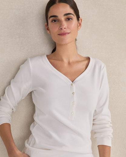 ORGANIC COTTON RIB KNIT HENLEY