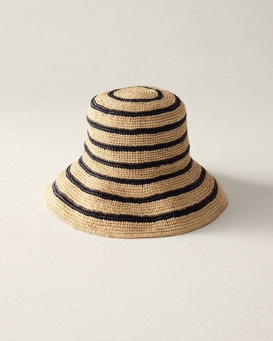 RAFFIA STRIPED BUCKET HAT