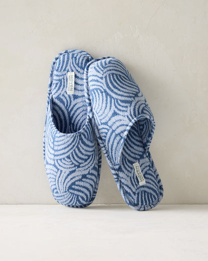 ORGANIC COTTON JERSEY ABSTRACT WAVE SLIPPERS